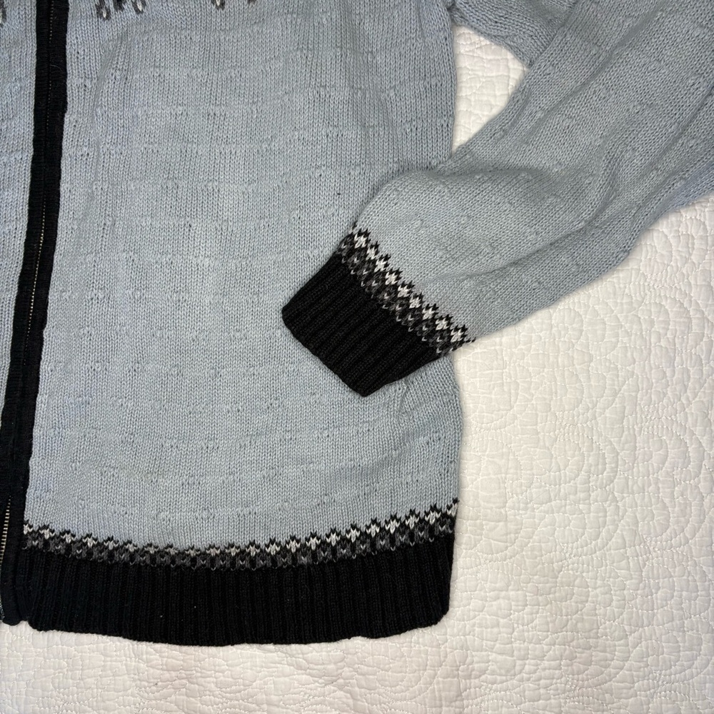Sag Harbor Nordic Fair Isle Zip Sweater Jacket Black Gray White XL - Picture 4 of 11